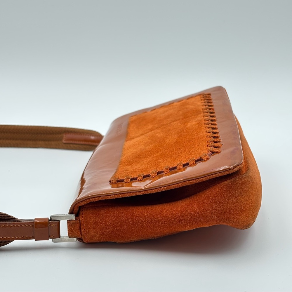 Prada Burnt Orange Patent & Suede Shoulder Bag - Picture 3 of 9
